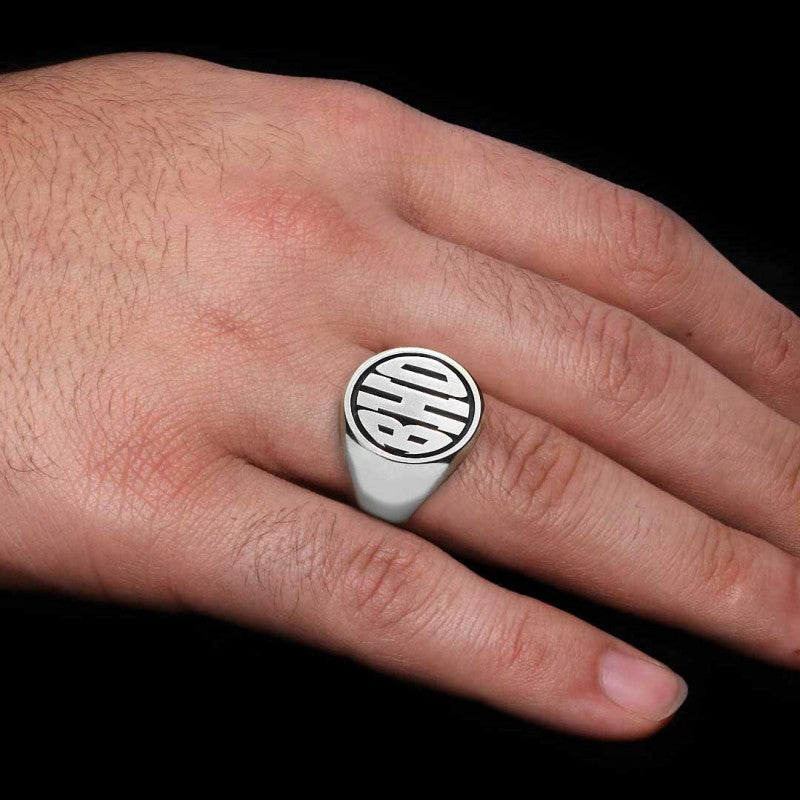 925 Sterling Silver Monogram BHO Letter Ring - view 7