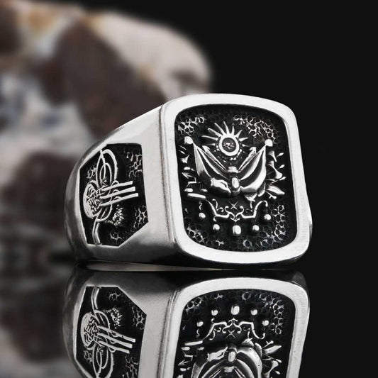 925 Sterling Silver Ottoman State Coat of Arms Ring - view 1