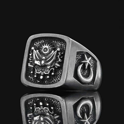 925 Sterling Silver Ottoman State Coat of Arms Ring by SWISS PLUS - Family Collection - view 2
