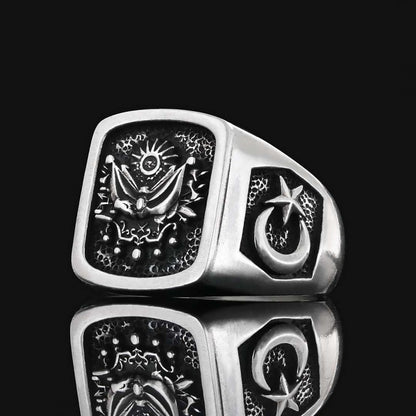 925 Sterling Silver Ottoman State Coat of Arms Ring by SWISS PLUS - Family Collection - view 3