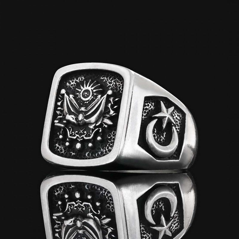 925 Sterling Silver Ottoman State Coat of Arms Ring