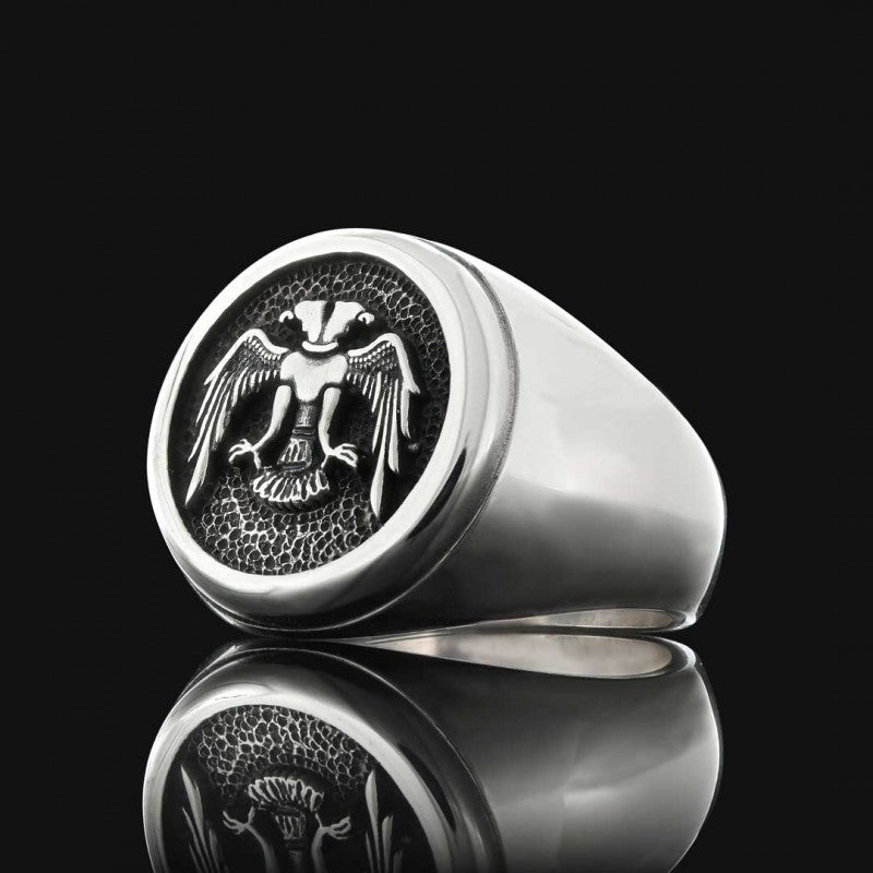 925 Sterling Silver Ottoman Style Seljuk Eagle Ring by SWISS PLUS - Ottoman Jewelry Collection - view 2