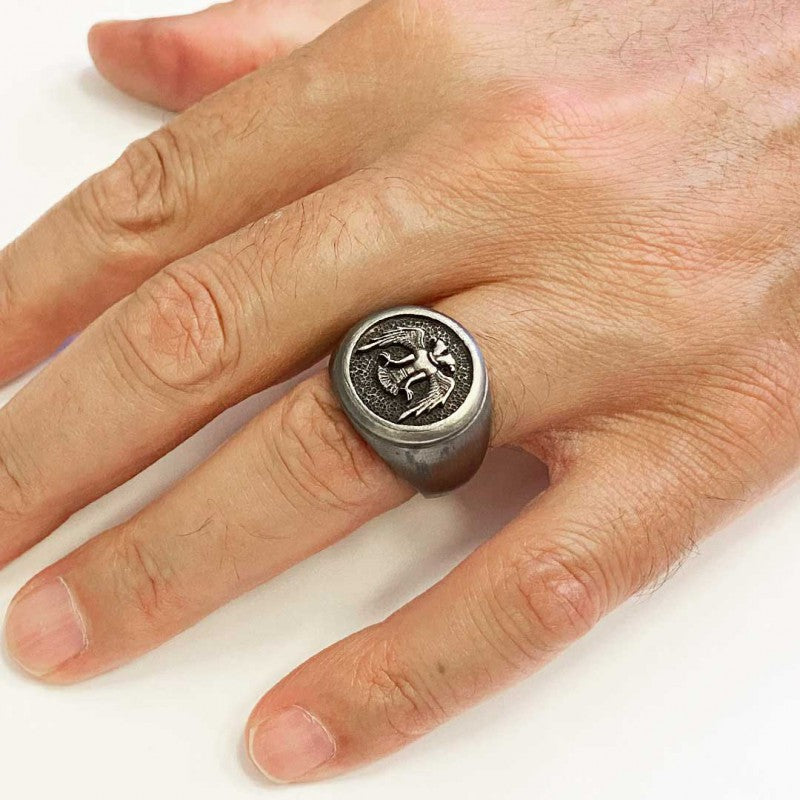 925 Sterling Silver Ottoman Style Seljuk Eagle Ring - view 5