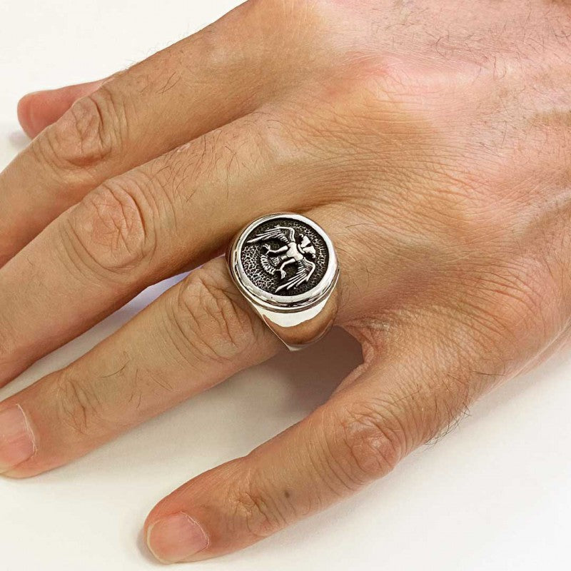 925 Sterling Silver Ottoman Style Seljuk Eagle Ring - view 7