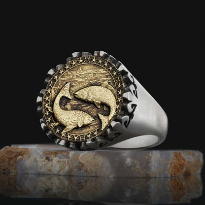 925 Sterling Silver Pisces Sign Ring by SWISS PLUS - Zodiac Collection