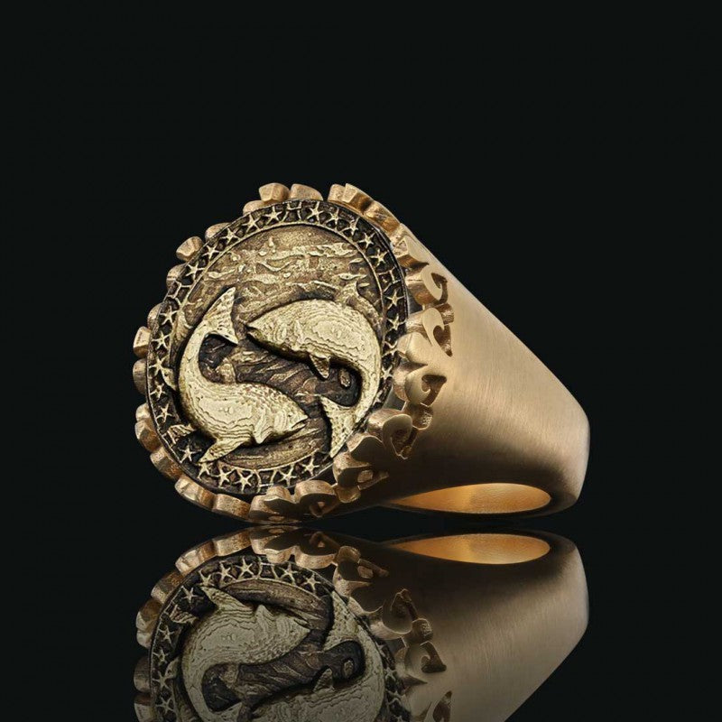 925 Sterling Silver Pisces Sign Ring