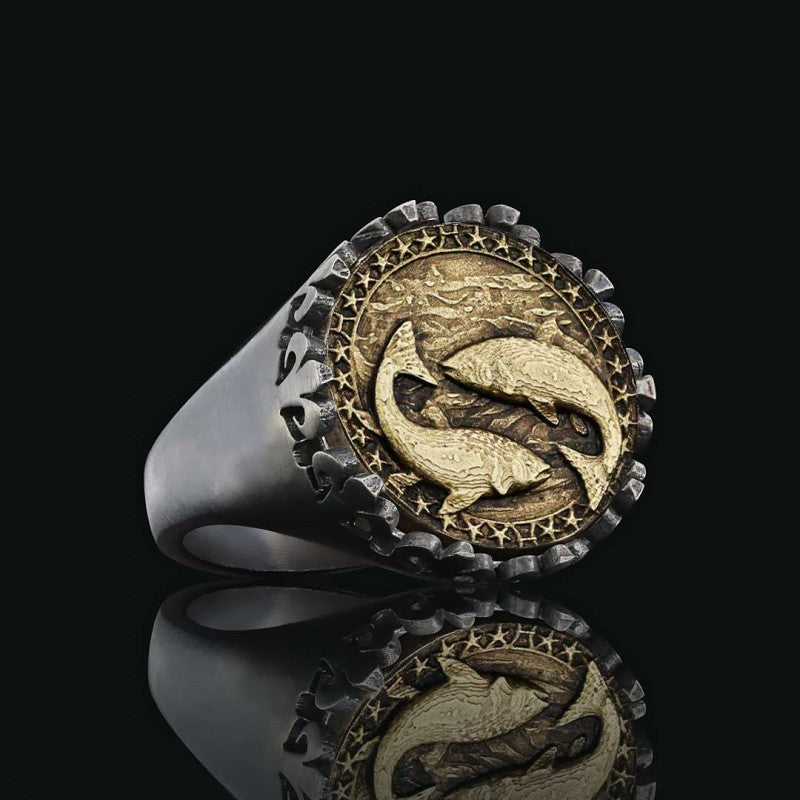 925 Sterling Silver Pisces Sign Ring - view 4