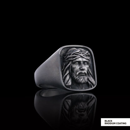 925 Sterling Silver Religious Ring, 3D Jesus Ring, Religious Gift, Christian Accessory Gold Plated Jesus Jewelry by SWISS PLU