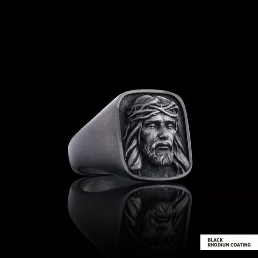 925 Sterling Silver Religious Ring, 3D Jesus Ring, Religious Gift, Christian Accessory Gold Plated Jesus Jewelry by SWISS PLU