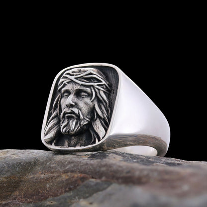 925 Sterling Silver Religious Ring, 3D Jesus Ring, Religious Gift, Christian Accessory Gold Plated Jesus Jewelry by SWISS PLU