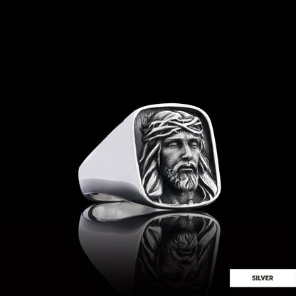 925 Sterling Silver Religious Ring, 3D Jesus Ring, Religious Gift, Christian Accessory Gold Plated Jesus Jewelry by SWISS PLU