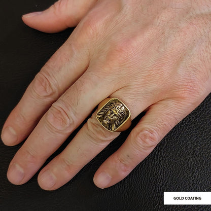 925 Sterling Silver Religious Ring, 3D Jesus Ring, Religious Gift, Christian Accessory Gold Plated Jesus Jewelry by SWISS PLU