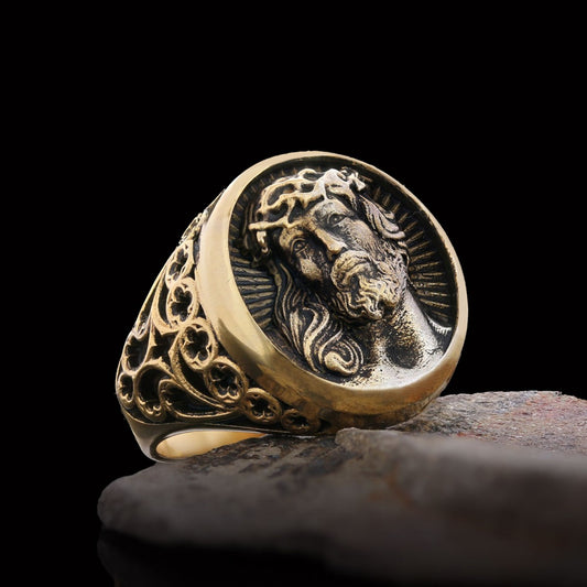 925 Sterling Silver Religious Ring, Religious Gift, 3D Jesus Ring, Gold Plated Jesus Jewelry, Christian Accessory - view 1