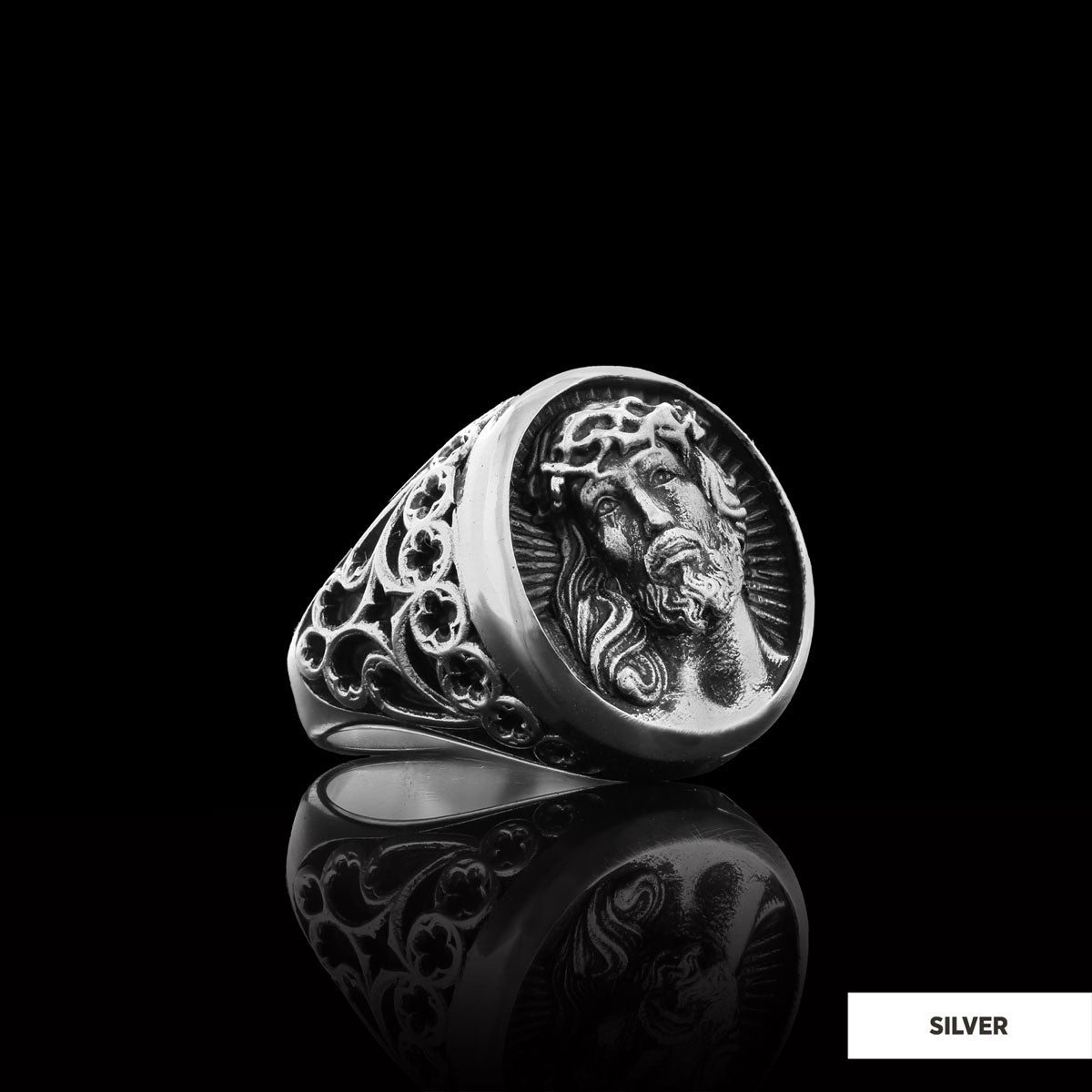 925 Sterling Silver Religious Ring, Religious Gift, 3D Jesus Ring, Gold Plated Jesus Jewelry, Christian Accessory - view 3