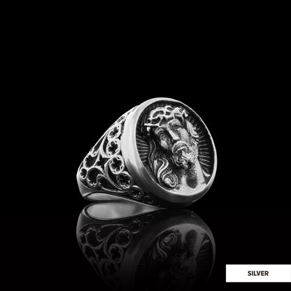 925 Sterling Silver Religious Ring, Religious Gift, 3D Jesus Ring, Gold Plated Jesus Jewelry, Christian Accessory by SWISS PL