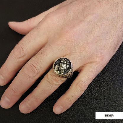 925 Sterling Silver Religious Ring, Religious Gift, 3D Jesus Ring, Gold Plated Jesus Jewelry, Christian Accessory by SWISS PL