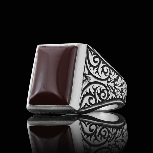 925 Sterling Silver Ring With Motif Stone by SWISS PLUS - Unique Design Rings - view 2