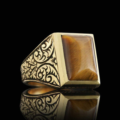 925 Sterling Silver Ring With Motif Stone by SWISS PLUS - Unique Design Rings - view 3
