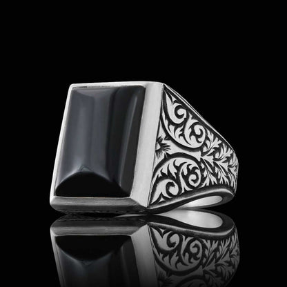 925 Sterling Silver Ring With Motif Stone by SWISS PLUS - Unique Design Rings - view 4