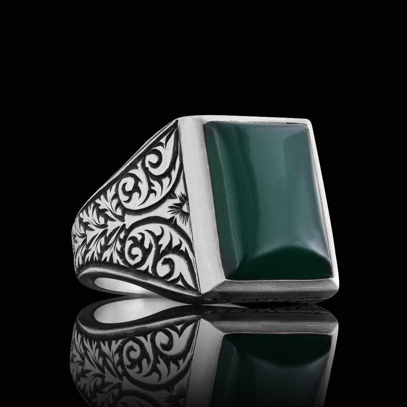 925 Sterling Silver Ring With Motif Stone - view 6