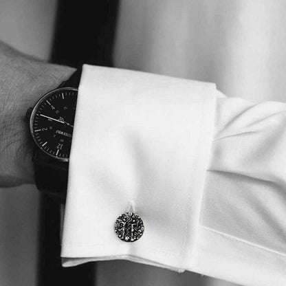 925 Sterling Silver Round Gemini Cufflink by SWISS PLUS - Zodiac Collection - view 6
