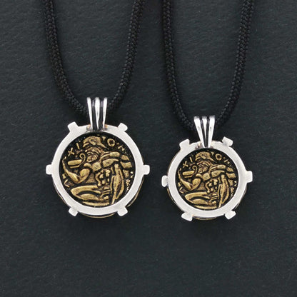 925 Sterling Silver Special Design Greek Drachm of Naxos Coin Women Pendant by SWISS PLUS - Unique Design Women Pendants - vi