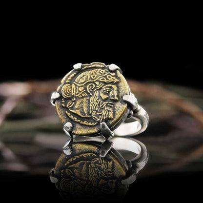 925 Sterling Silver Special Design Greek Drachm of Naxos Coin Women Ring by SWISS PLUS - 925 Sterling Silver Rings for Men & 