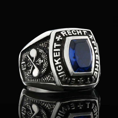 925 Sterling Silver Stony Einigkeit Recht Freiheit Germany Ring by SWISS PLUS - Military Rings - view 3
