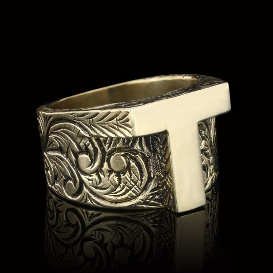 925 Sterling Silver T Letter Ring - view 2