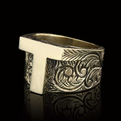 925 Sterling Silver T Letter Ring by SWISS PLUS - Letter Collection - view 3