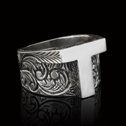 925 Sterling Silver T Letter Ring by SWISS PLUS - Letter Collection - view 4