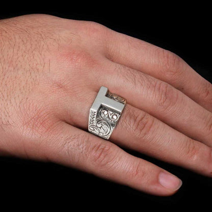 925 Sterling Silver T Letter Ring by SWISS PLUS - Letter Collection - view 7