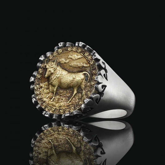 925 Sterling Silver Taurus Sign Ring - view 2
