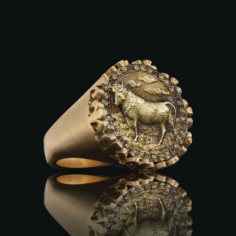 925 Sterling Silver Taurus Sign Ring - view 3