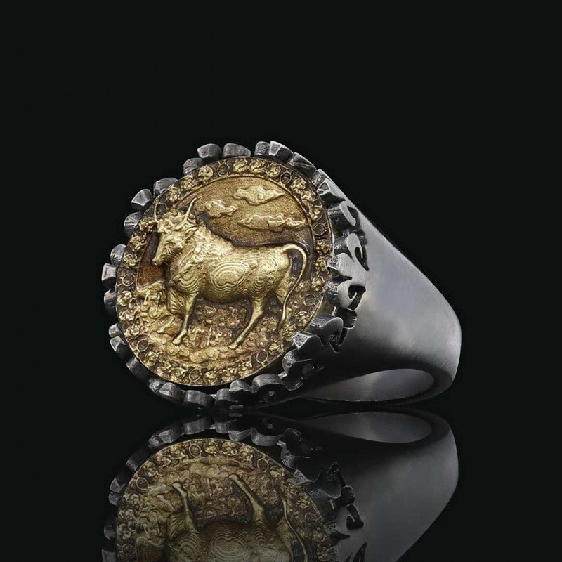 925 Sterling Silver Taurus Sign Ring - view 4