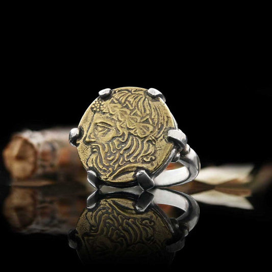 925 Sterling Silver Tetradrachme Tasos Coin Women Ring