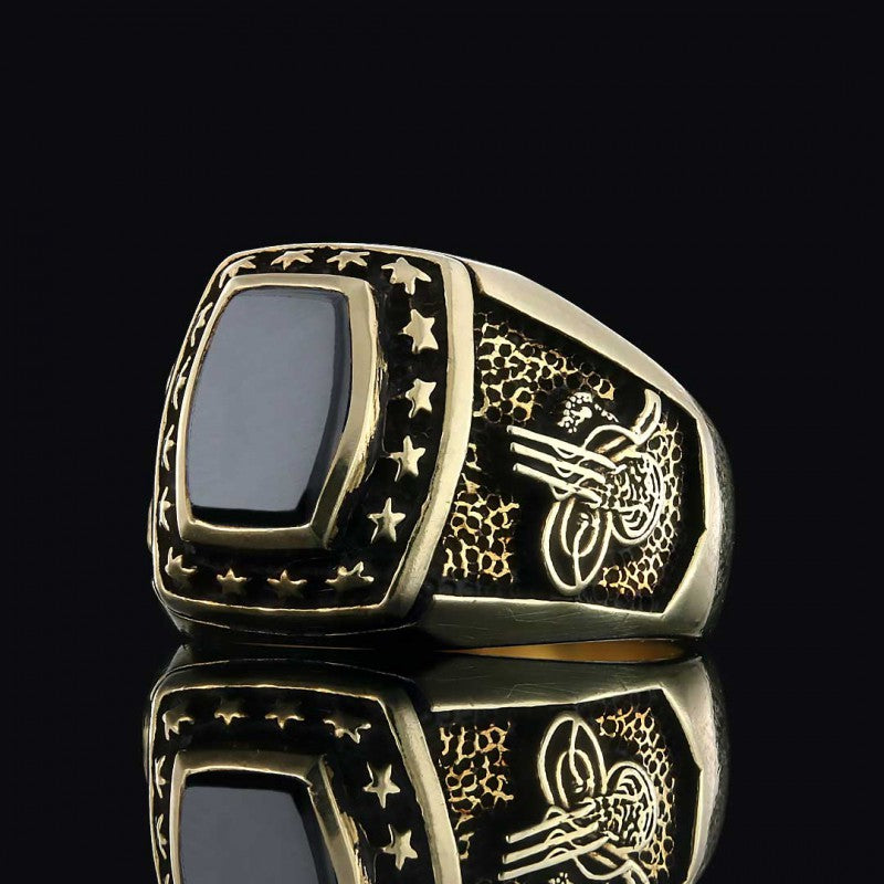 925 Sterling Silver Tughra Ring with Stars - view 3
