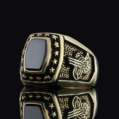 925 Sterling Silver Tughra Ring with Stars by SWISS PLUS - Ottoman Jewelry Collection - view 3