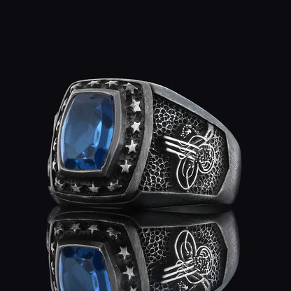 925 Sterling Silver Tughra Ring with Stars by SWISS PLUS - Ottoman Jewelry Collection - view 4