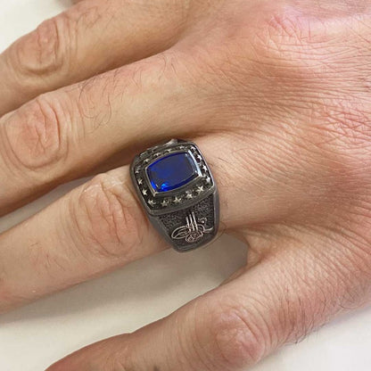 925 Sterling Silver Tughra Ring with Stars by SWISS PLUS - Ottoman Jewelry Collection - view 7