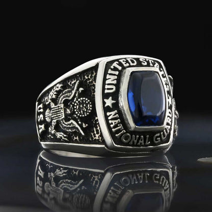 925 Sterling Silver United States National Guard Ring by SWISS PLUS - Military Rings