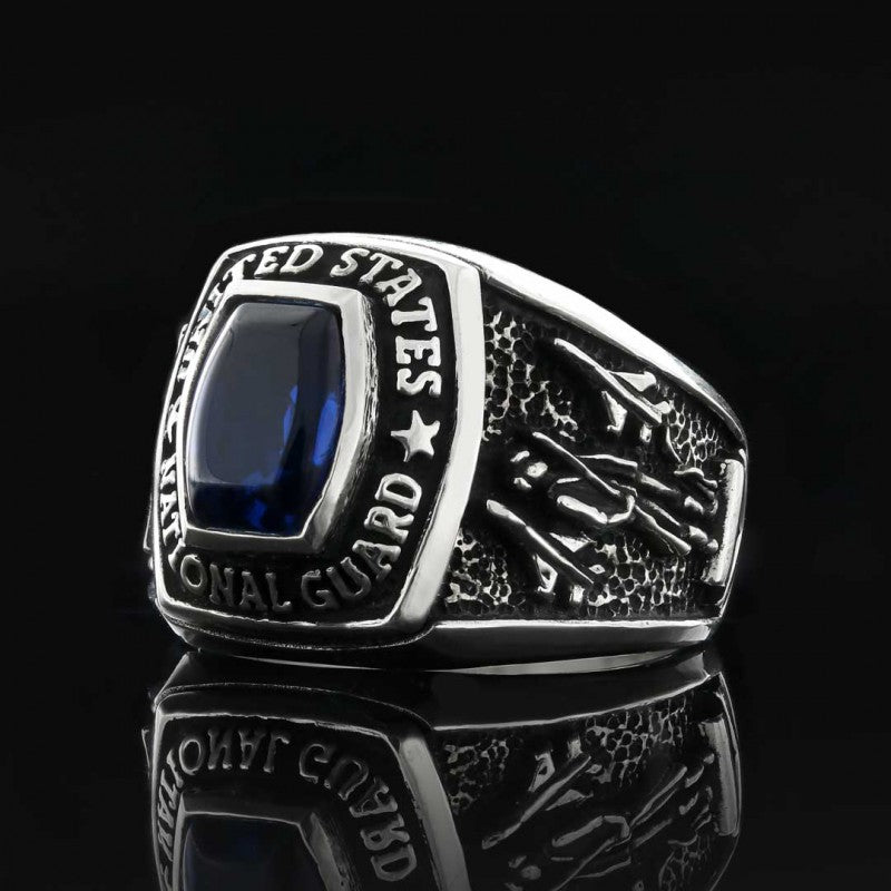 925 Sterling Silver United States National Guard Ring by SWISS PLUS - Military Rings - view 2