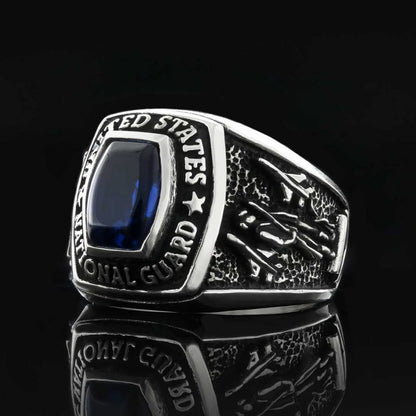 925 Sterling Silver United States National Guard Ring by SWISS PLUS - Military Rings - view 2