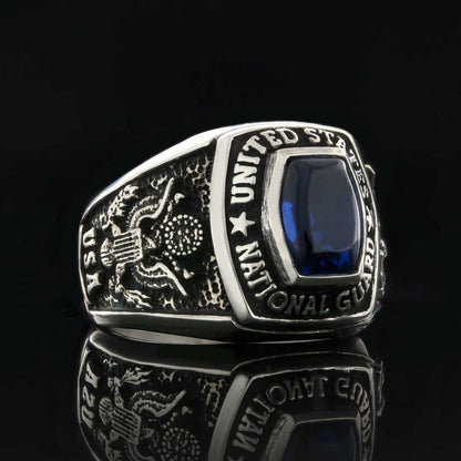 925 Sterling Silver United States National Guard Ring by SWISS PLUS - Military Rings - view 3