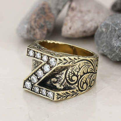 925 Sterling Silver Alphabet Z Ring by SWISS PLUS - Letter Collection