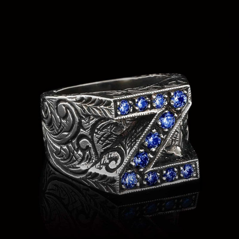 925 Sterling Silver Alphabet Z Ring by SWISS PLUS - Letter Collection - view 2