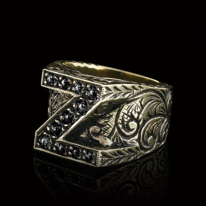 925 Sterling Silver Alphabet Z Ring by SWISS PLUS - Letter Collection - view 3
