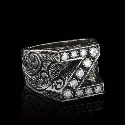 925 Sterling Silver Alphabet Z Ring by SWISS PLUS - Letter Collection - view 4