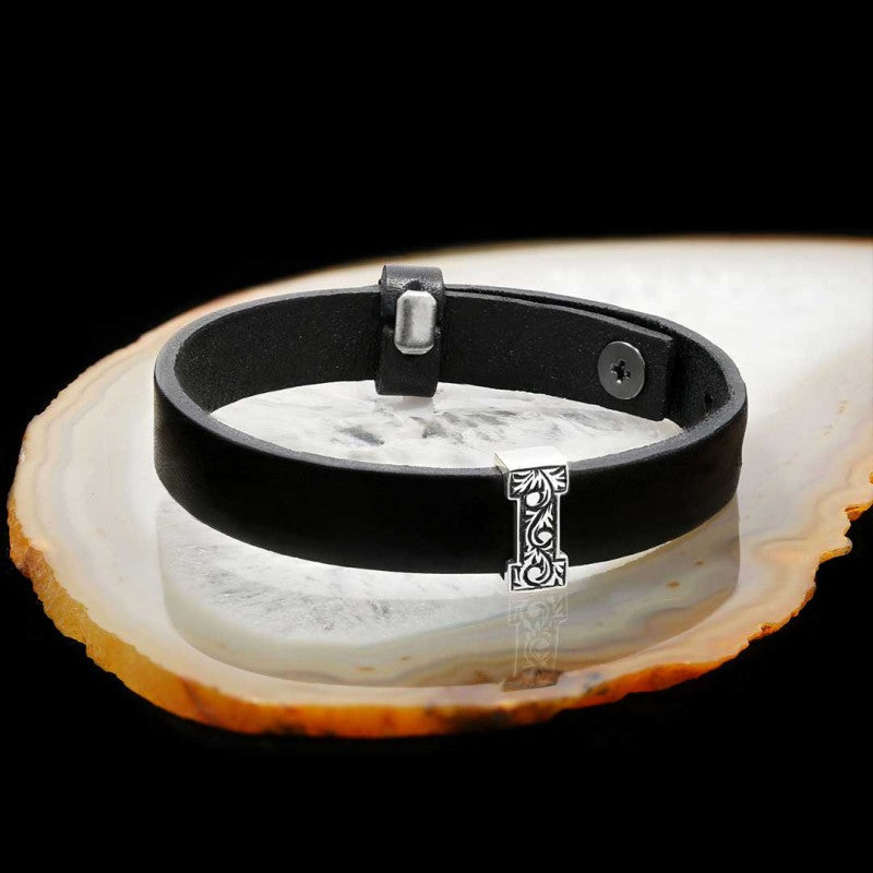 925 Sterling Silver Motif Letter I Bracelet by SWISS PLUS - Letter Collection - view 2