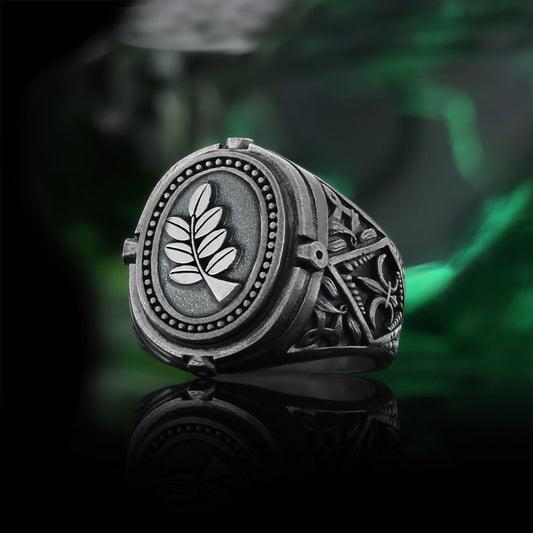 Acacia Silver Masonic Ring, Mason Ring, Master Mason Signet Ring, Custom Masonic Ring - view 1
